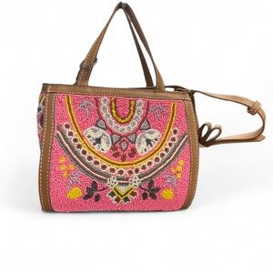New Handcrafted Pink Beaded Tote Bag